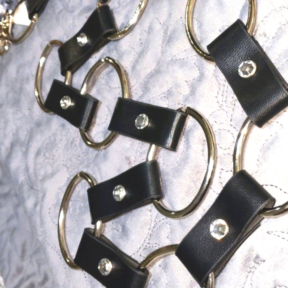 Black blingy rhinestone hoop belt